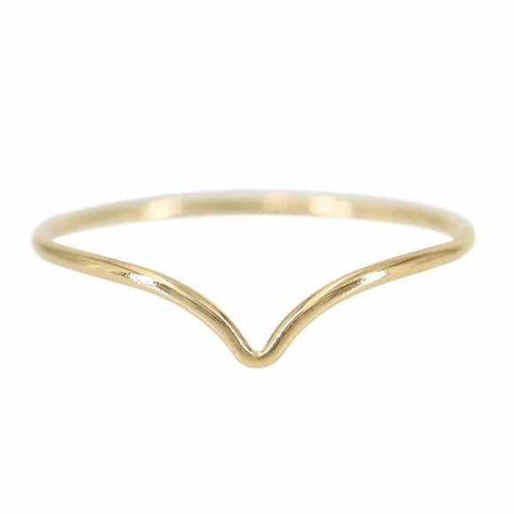 14K Gold Filled Chevron Ring, Minimalist Stacking Ring NEW - Picture 1 of 3